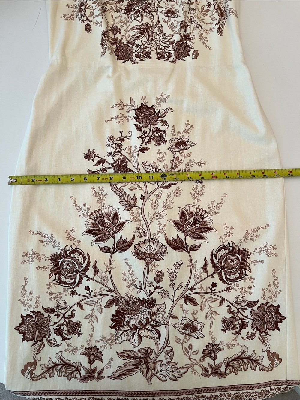 Christian Lacroix Linen Dress, size L, cream and brown floral - Picture 10 of 14